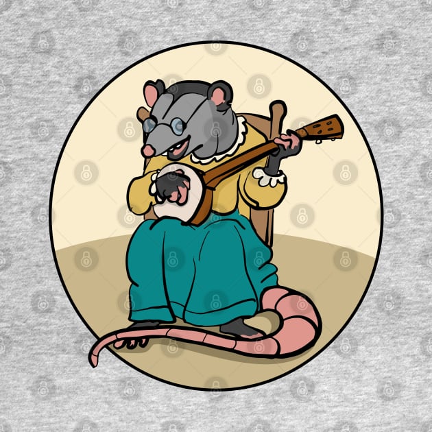 Funny Possum Playing Banjo by Huhnerdieb Apparel